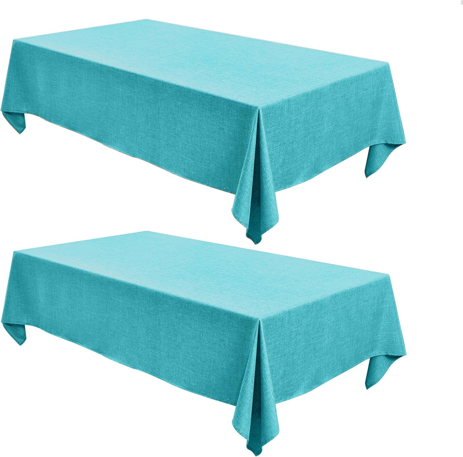 Fitable Faux Linen Tablecloths for Rectangle Tables - 2 Pack