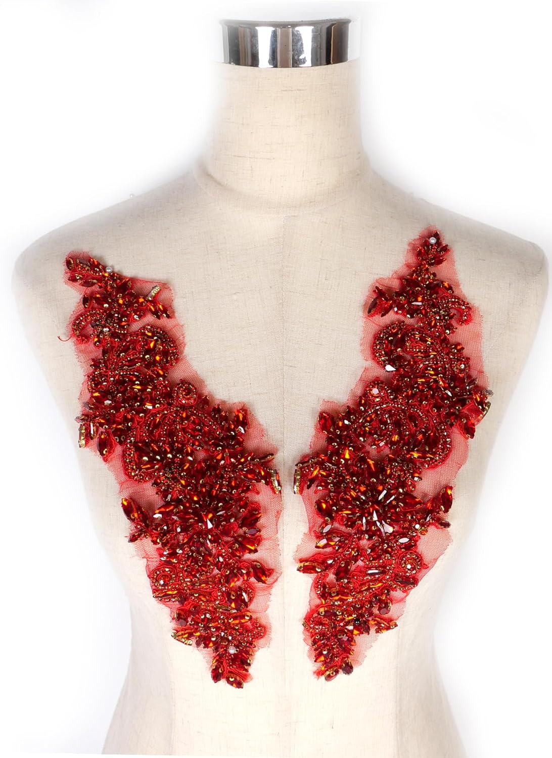 Luxury Look Shiny Rhinestone Pair Applique Patch for Dress