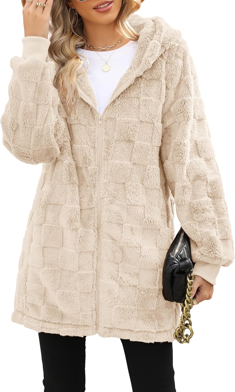ReachMe Womens Fleece Zip Up Jacket for Cozy Winter Wear