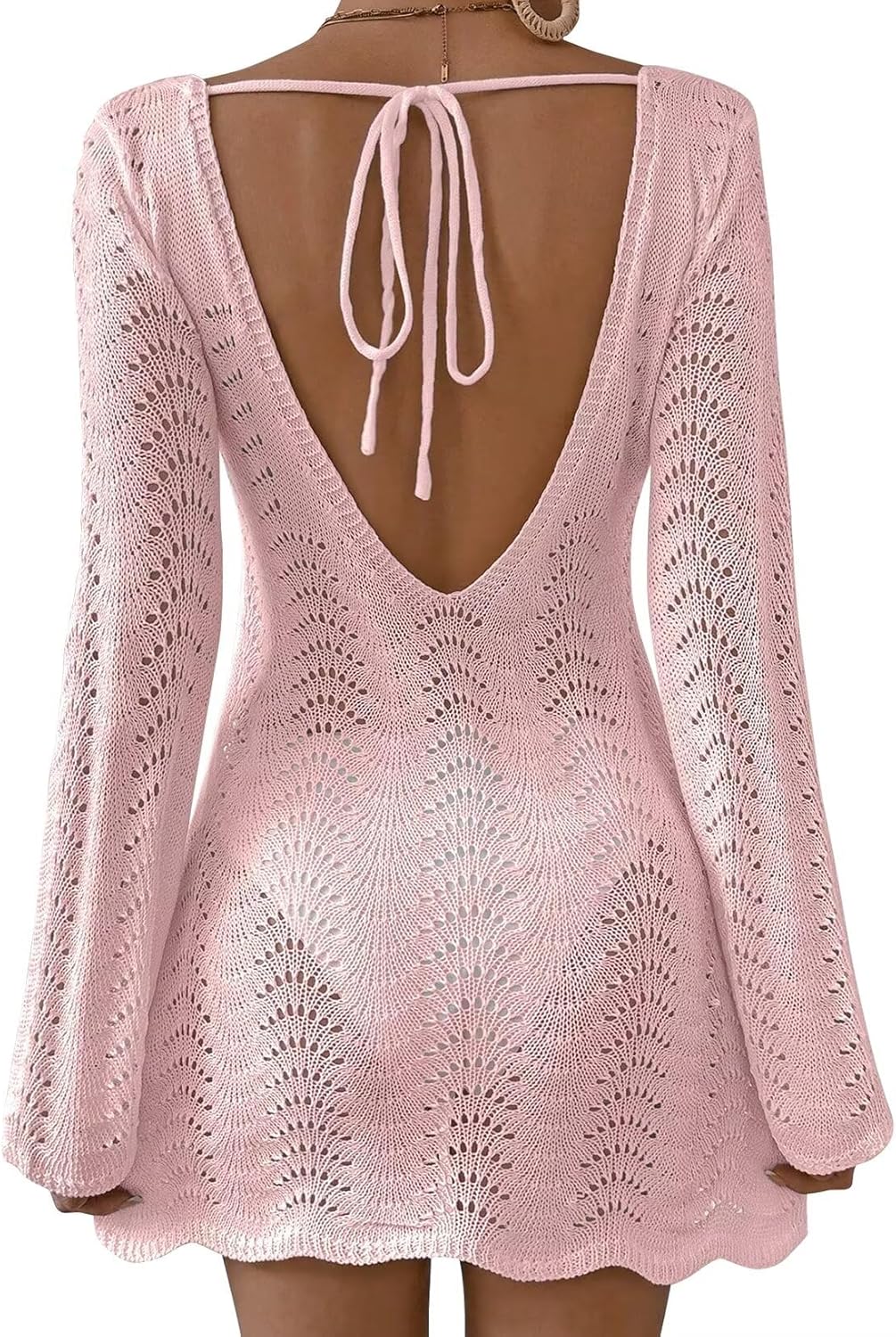 Womens Swimsuit Cover Up Long Sleeve Crochet Bathing Suit