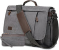 17.3 in Messenger Bag for Men 2PCS - PU Leather Canvas Work Briefcase