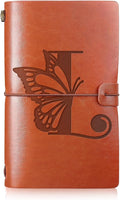 Initial Travel Journal Personalized Butterflies Leather Notebook