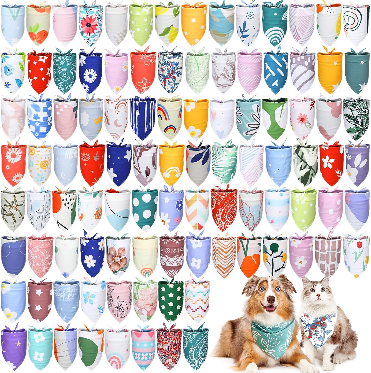100 Pcs Colorful Triangle Dog Bandanas for Stylish Pets