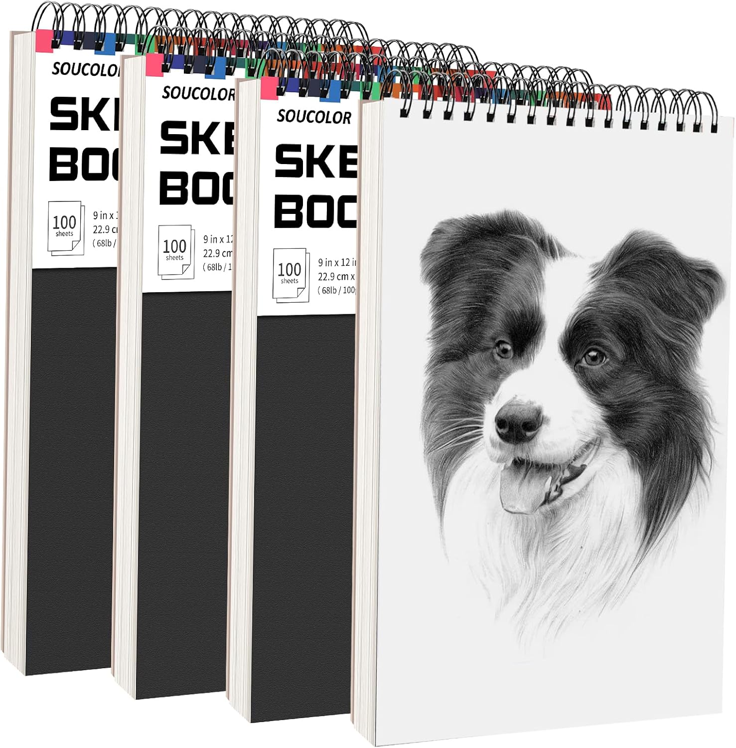 Soucolor 9x12 Sketch Book Set for Artists - 4 Pack Drawing Pads