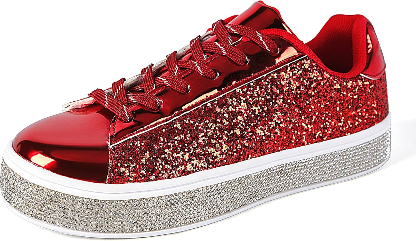 UUBARIS Women's Glitter Tennis Sneakers for Sparkly Style