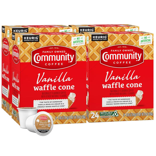 Community Coffee Vanilla Waffle Cone Pods for Keurig 2.0 Brewing