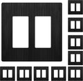 Brushed Finish Double Decorator Switch Cover - Screwless Mid-Size