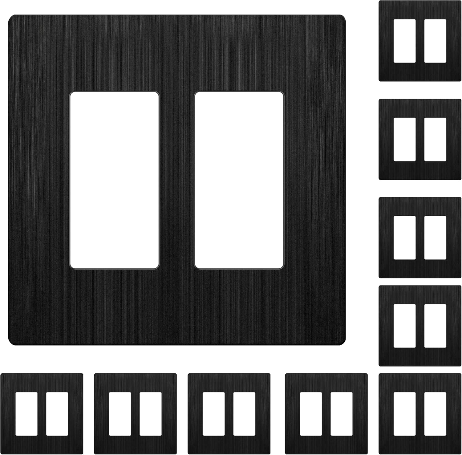 LIDER Brushed Finish Double Decorator Switch Cover, 10 Pack