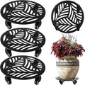 Large Metal Plant Caddy 3-Pack with Wheels - Heavy Duty Rolling Plant