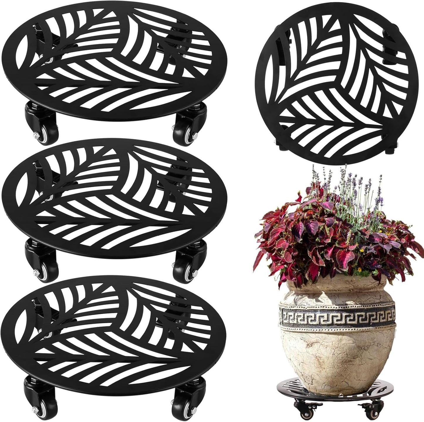 Large Metal Plant Caddy with Wheels for Easy Plant Movement