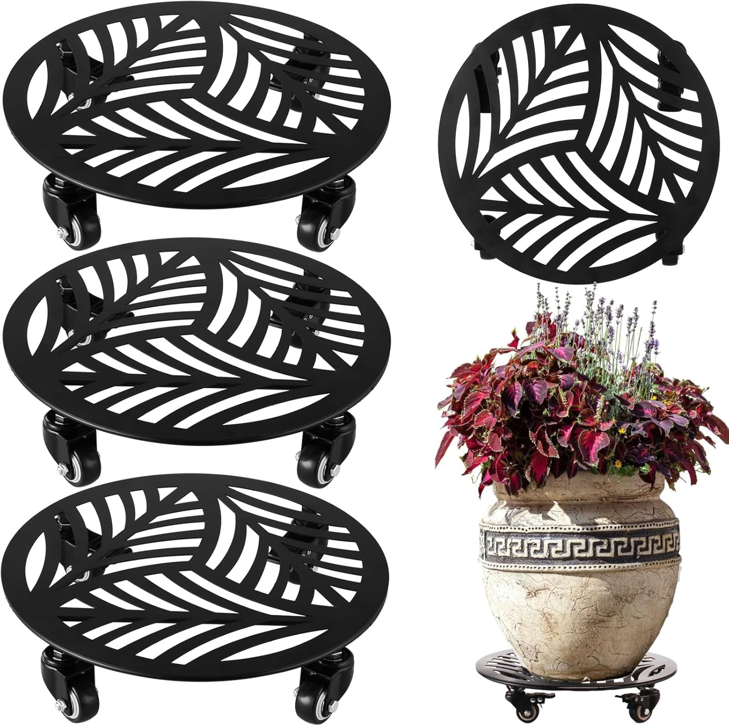 Large Metal Plant Caddy with Wheels for Easy Plant Movement
