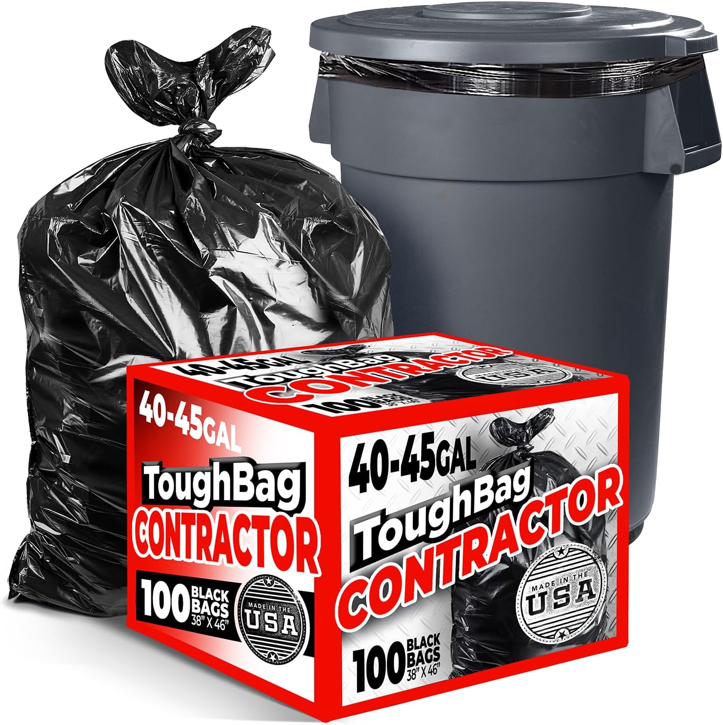Heavy Duty 40-45 Gallon Trash Bags for Contractors and Home Use