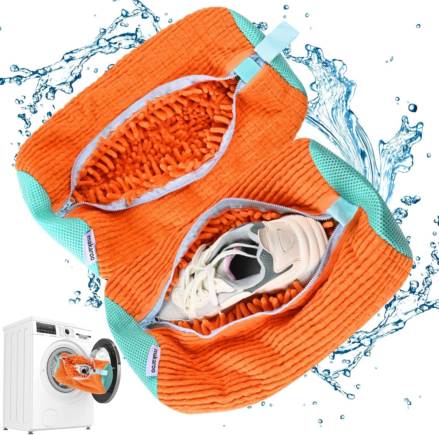 2 PCS Orange Laundry Shoe Bags - Keep Sneakers Clean!