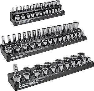Metric Magnetic Socket Organizers for Toolboxes - 3 Piece Set