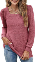Womens Tunic Tops for Leggings Square Neck Puff Sleeve - Casual Fall