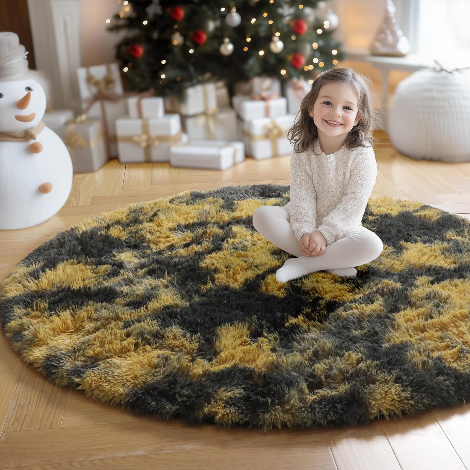 Fluffy Round Circle Rugs for Bedroom Living Room Decor 5Ft