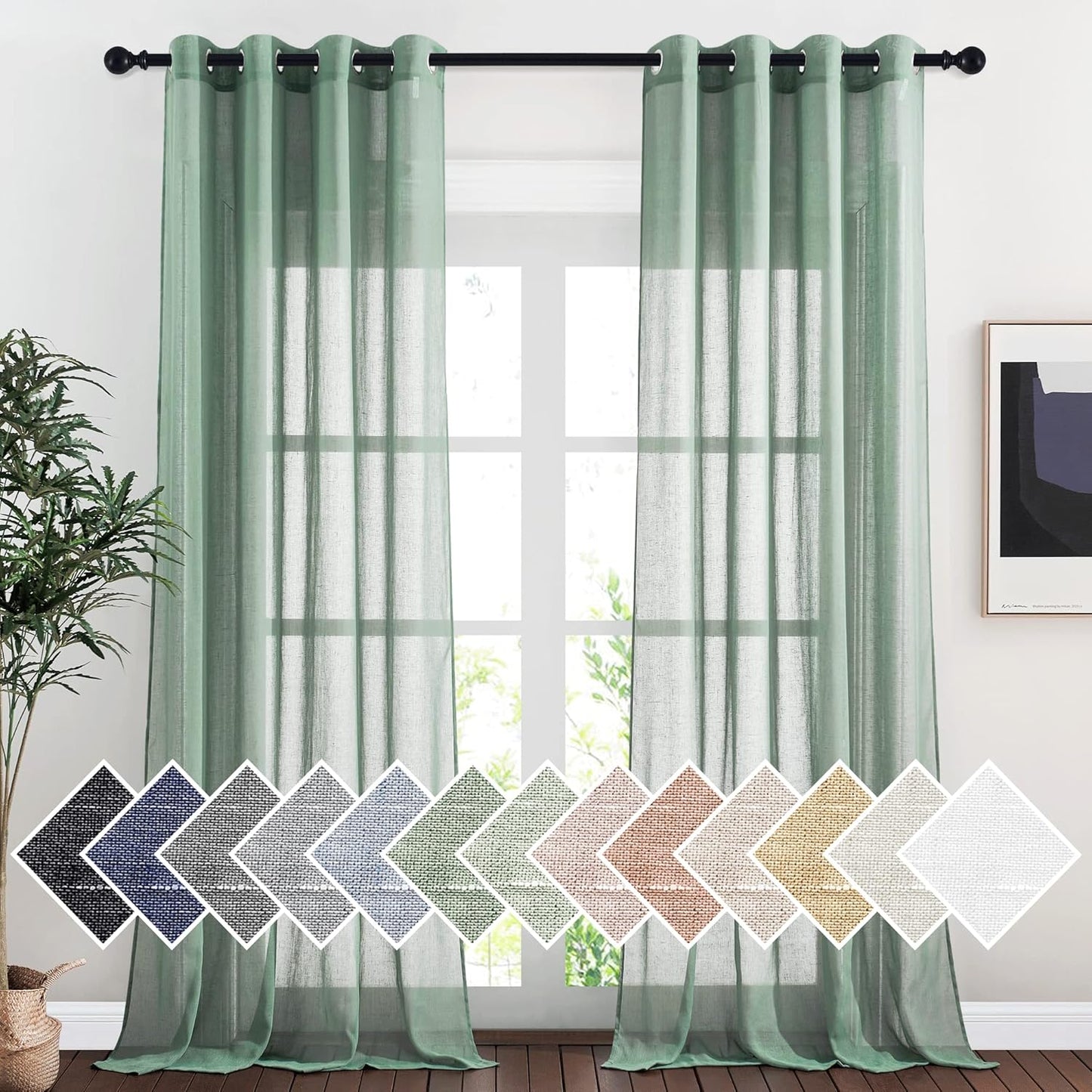 NICETOWN Flax Linen Sheer Curtains for Elegant Home Decor