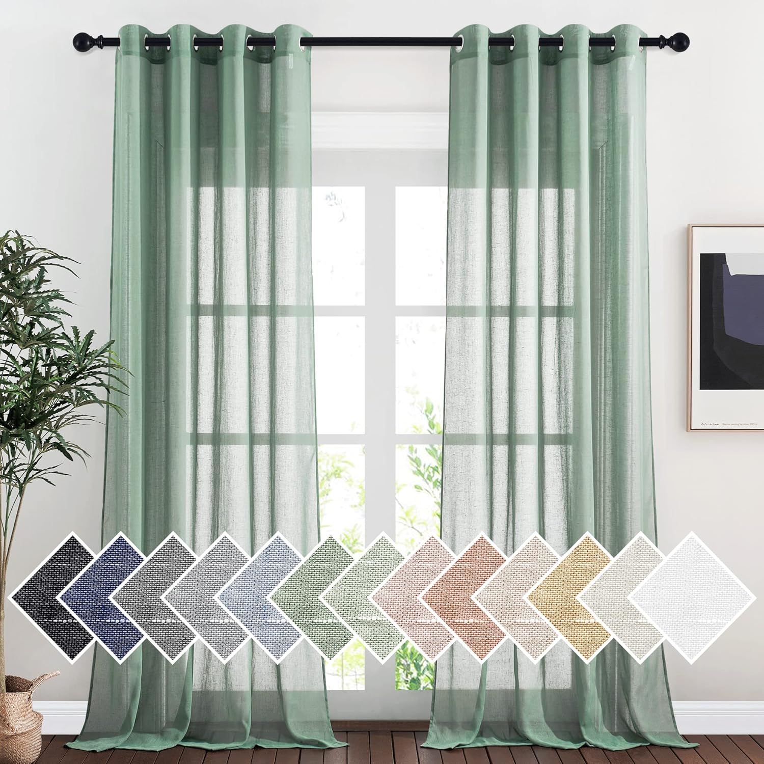 NICETOWN Flax Linen Sheer Curtains for Elegant Home Decor
