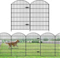 Metal Garden Fence with Gate 48in x 20.3ft - Tall No Dig Pet Barrier