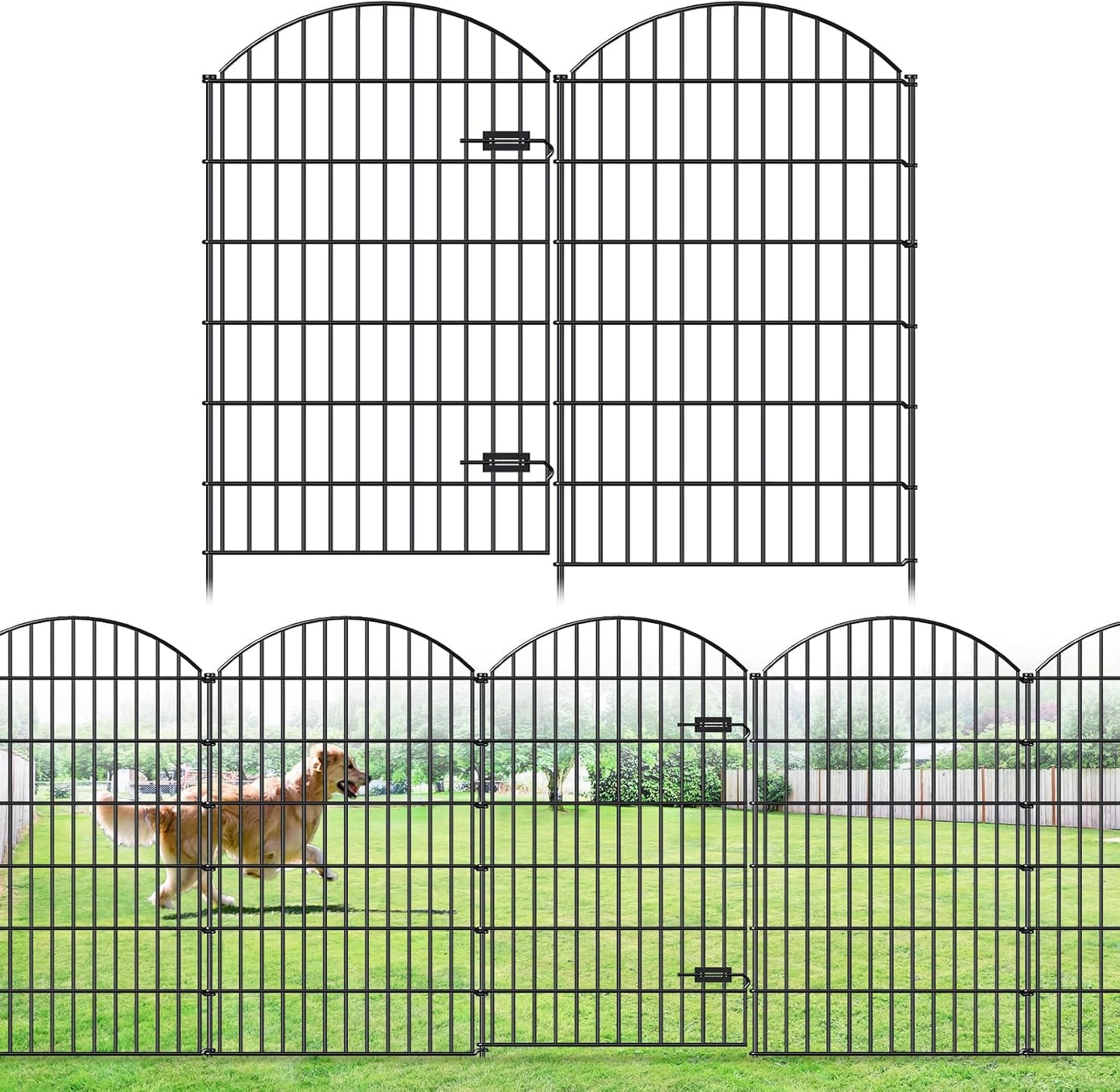 Metal Garden Fence with Gate for Dogs and Animal Barriers