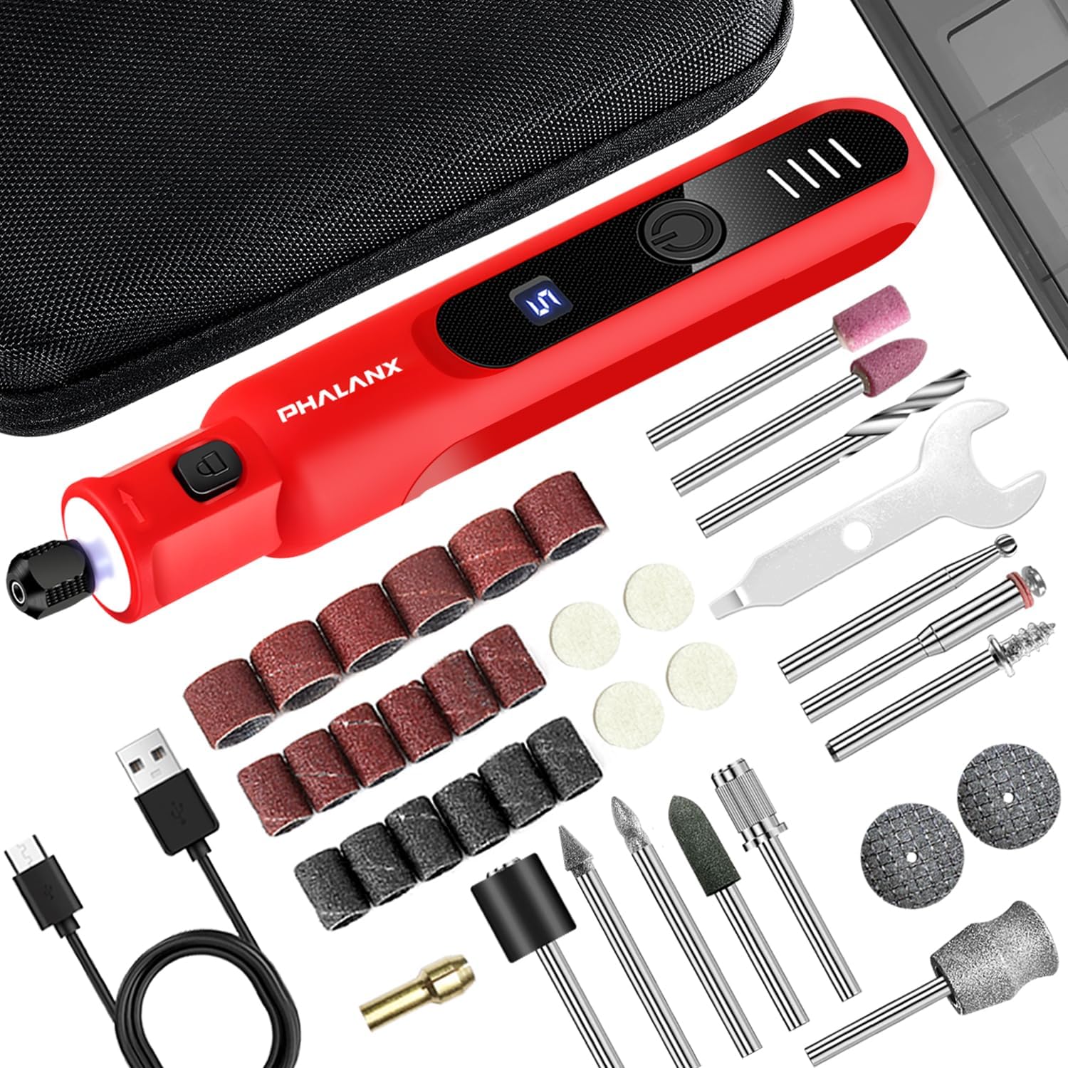 Dog Nail Grinder with LED Light - Rechargeable 5 Speed Trimmer