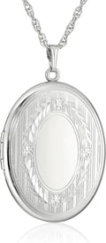 Sterling Silver Extra-Large Personalized Photo Oval Locket Necklace