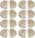 Chunky Chenille Yarn 8 Pack - Khaki Soft Plush Bulky Yarn for Hand