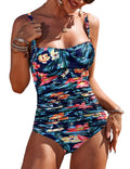Ekouaer One Piece Ruched Tummy Control Swimsuit - Vintage Fit