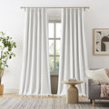 DUALIFE White Blackout Curtains 102 in Long Pleated Panels - Full
