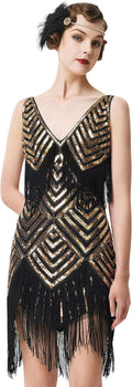 BABEYOND Women's 1920s Flapper Dress V Neck Slip Dress - Wine Red Glam