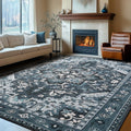 Rugflix 8x10 Area Rug Dark Navy Blue - Machine Washable Low Pile