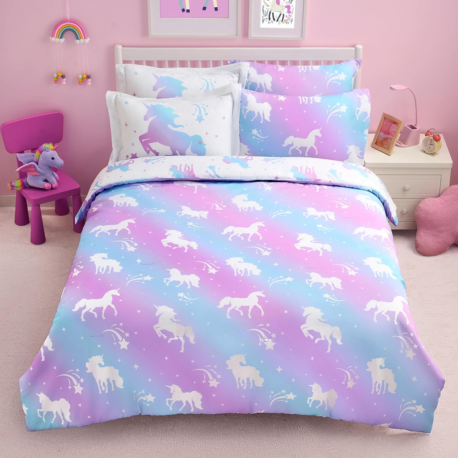 Joiedomi Kid Full Comforter Set for Boys Girls - Dream Unicorn