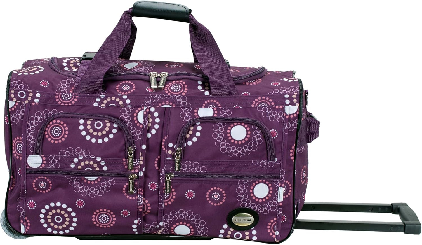 Rockland Rolling Duffel Bag with Extra Large Wheels and Zipper