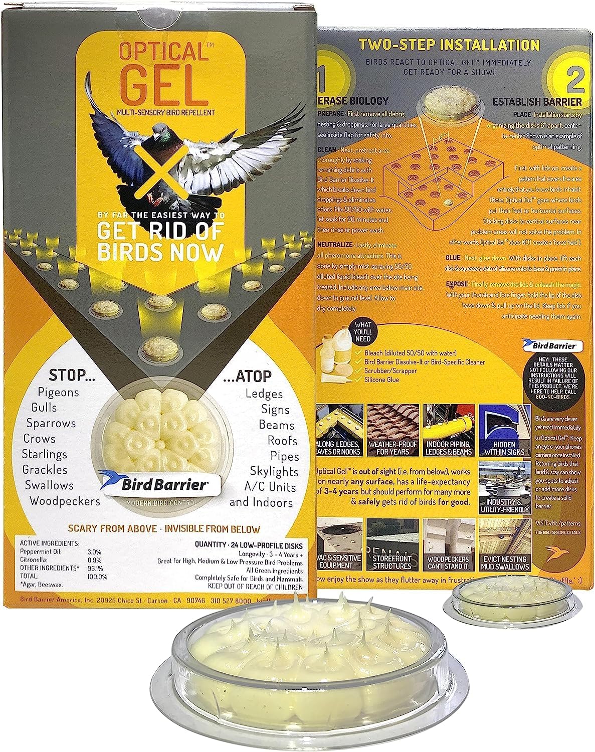 Bird Barrier Optical Gel 24 Pack - Natural Bird Deterrent Solution