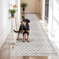 Washable Runner Rugs 3x16 - Long Hallway Runner Rug Geo Grey