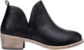 Womens Short Ankle Boots Low Heel with Cutout Perforated Design