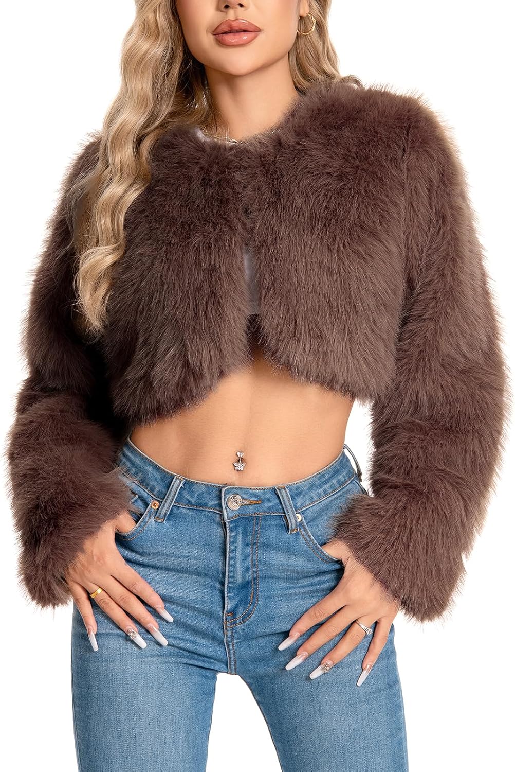 Fuzzy Winter Faux Fur Coats For Women Plus Size Stylish Jacket