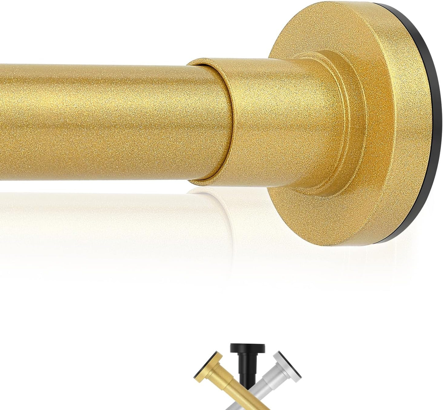 TVWOO Adjustable Gold Shower Rod: No Drilling, Secure Fit