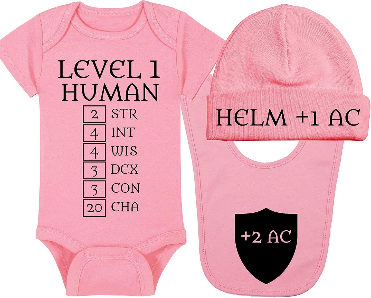 Level 1 Human Gaming Baby Onesie, Hat, Blanket, and Bib Set