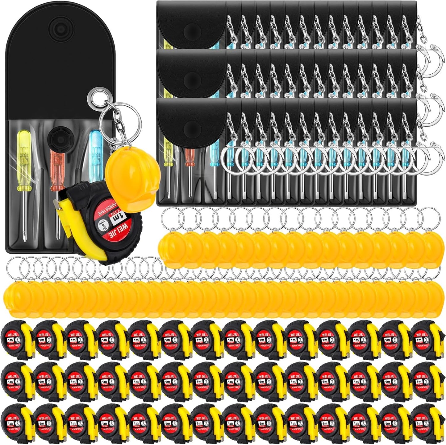 Mini Construction Helmet Keychains and Screwdrivers Set for Gifts