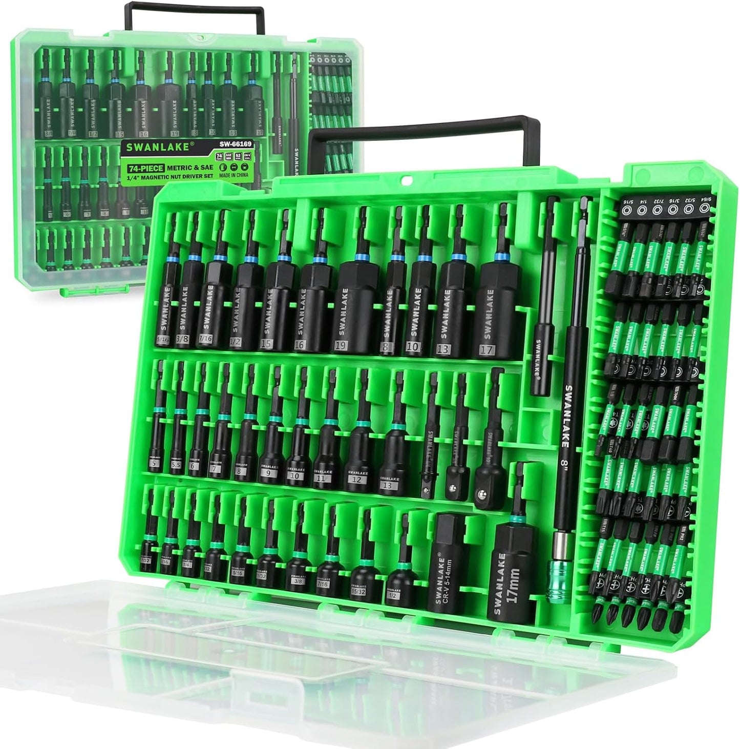 74-Piece Magnetic Nut Driver Set for Impact Drill - Durable Tools