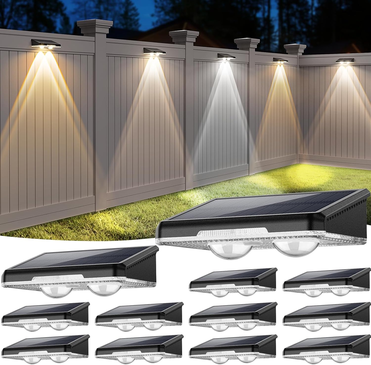 Solar Fence Lights Outdoor with 3 Modes for Any Space