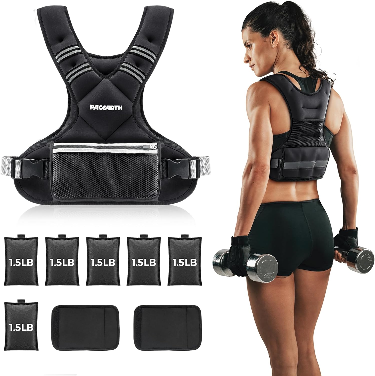 PACEARTH Adjustable Weight Vest for Enhanced Home Workouts