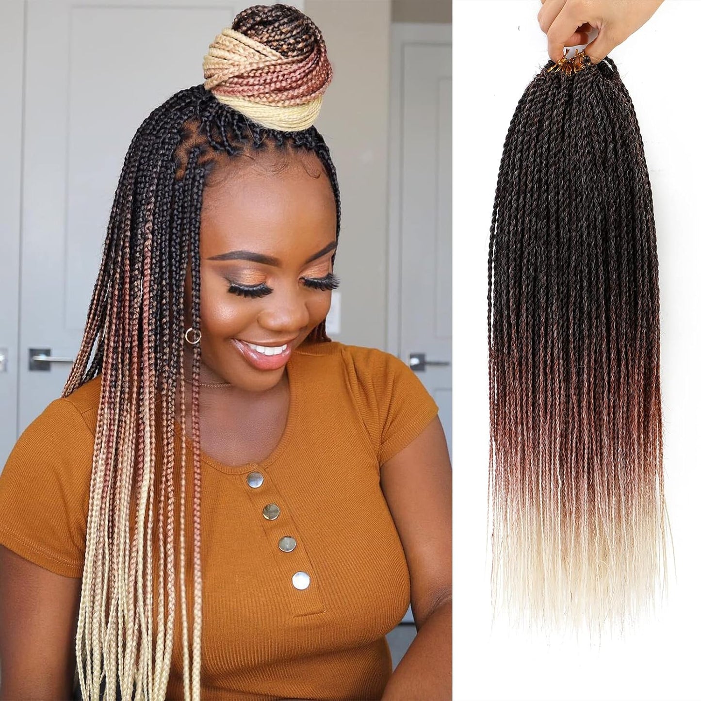 NAYOO Small Crochet Senegalese Twist 18 Inch Ombre Braids