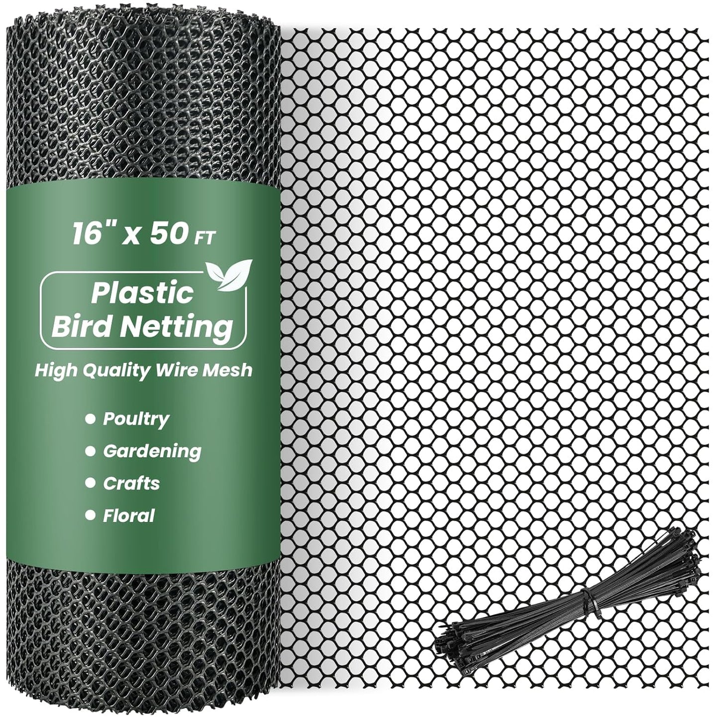 16IN x 50FT Plastic Chicken Wire Mesh for Crafts and Fencing