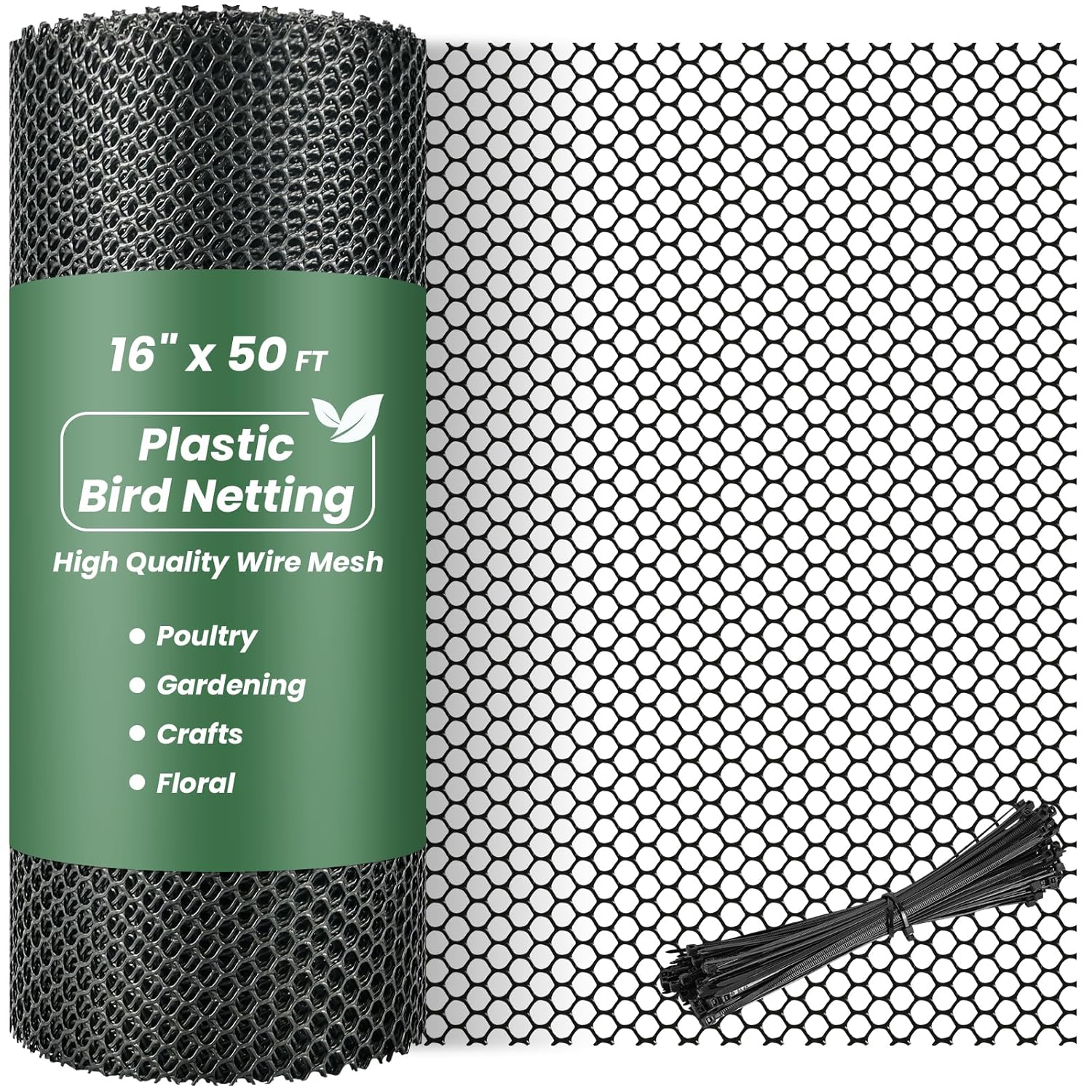 16IN x 50FT Plastic Chicken Wire Mesh for Crafts and Fencing