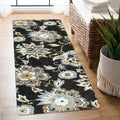 Lahome Floral Black Small Runner Rug - Soft Non-Slip Design