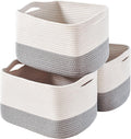 Storage Baskets for Organizing Shelves - Woven Cotton Rope Bins (3