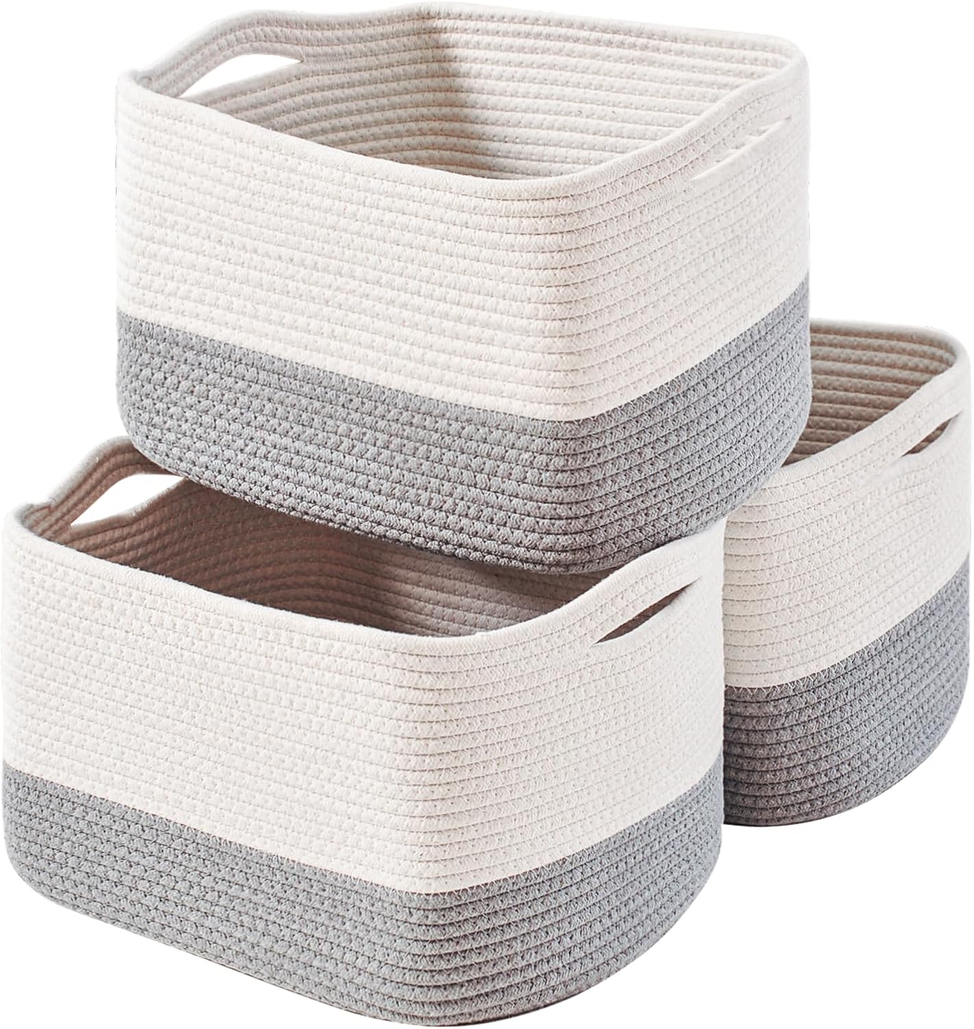 Woven Cotton Rope Storage Baskets for Organizing Shelves