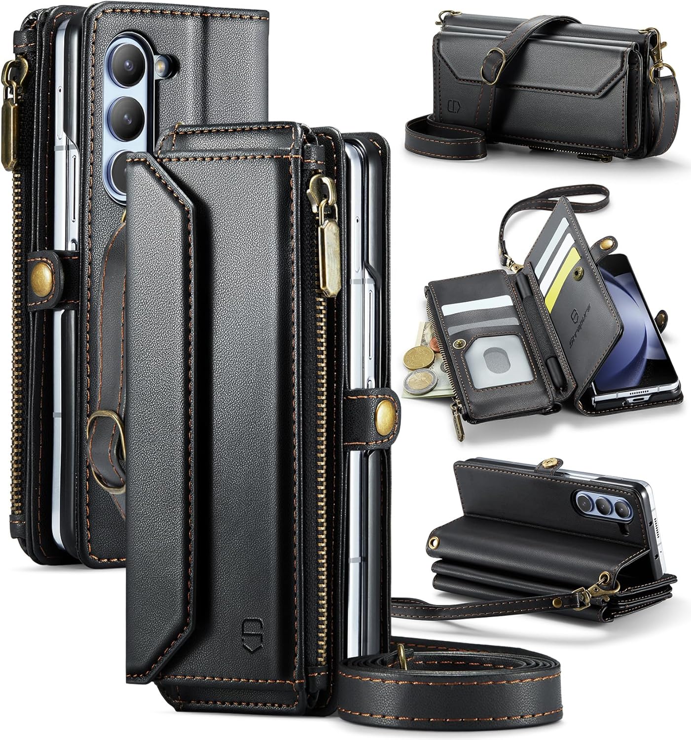 Crossbody Wallet Case for Samsung Galaxy Z Fold 5 with RFID